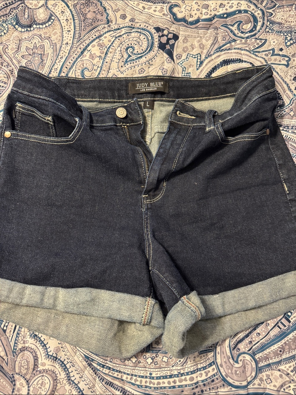 Judy Blue Dark Indigo Cuffed Denim Shorts